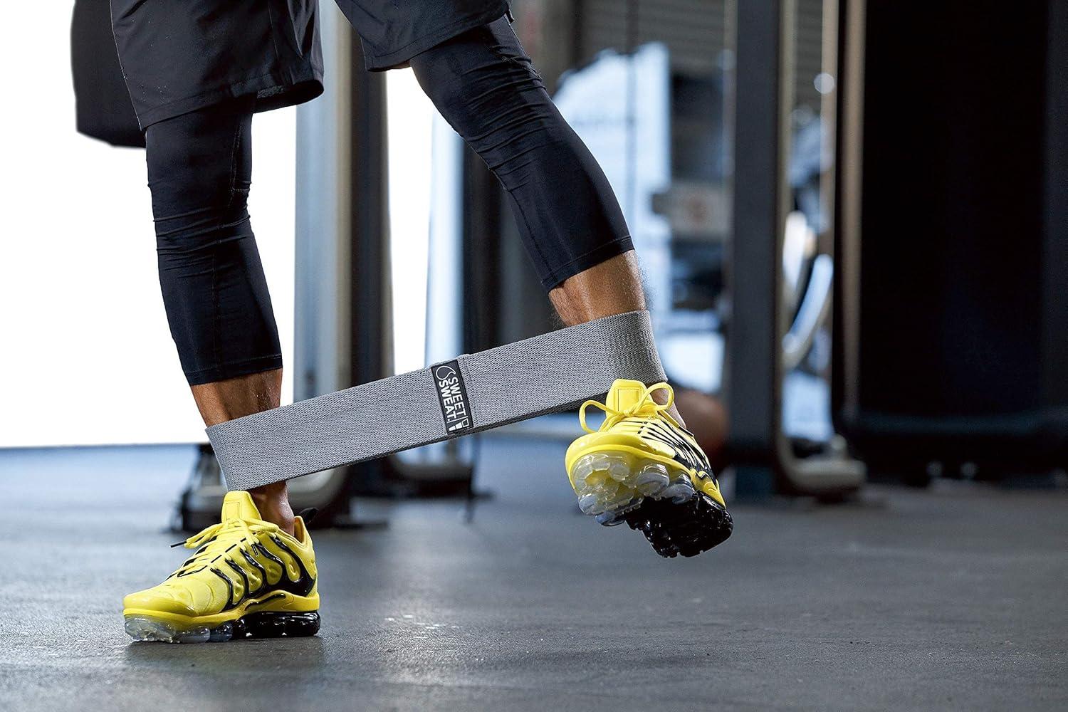 imageSweet Sweat Hip Bands with 3 Levels of Resistance  NonSlip Fabric Booty Bands for Squats ampamp Lunges  Includes Free Mesh Carrying BagGray Hip Bands