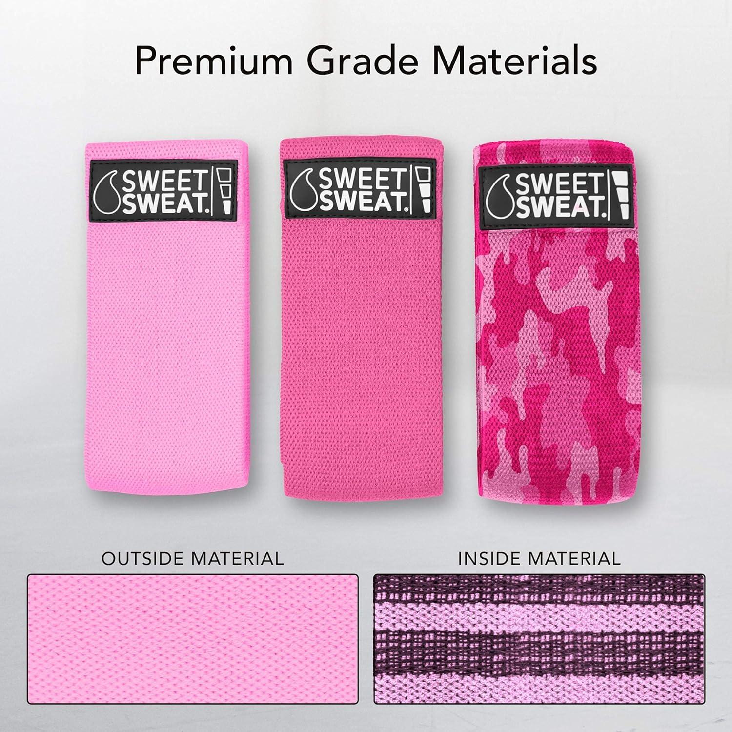 imageSweet Sweat Hip Bands with 3 Levels of Resistance  NonSlip Fabric Booty Bands for Squats ampamp Lunges  Includes Free Mesh Carrying BagPink Hip Bands