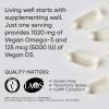 imageSports Research Vegan Omega3 with Vitamin D3 Softgels  1020mg Omega3 ampamp 5000iu D3 Supplement  Fish Oil Alternative with Vitamin D  PlantBased Support from Algae Oil  60 Veggie Softgels forVegan Omega3  Vitamin D3