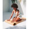 imageSweet Sweat Yoga Mat Dual Sided  Fitness ampamp Exercise Mat with EasyCinch Yoga Mat Carrier Strap 72quotL x 24quotWTan