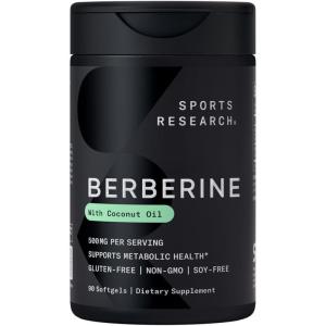 imageSports Research Berberine  Herbal Ayurvedic Metabolic Health Support  500 mg  60 Capsules  Vegan Certified GlutenFree NonGMO90 Count Pack of 1