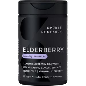 imageSports Research Black Elderberry with Zinc Vitamin C ampamp Vitamin D Immune Support Supplement for Adults 60 CapsulesCapsule