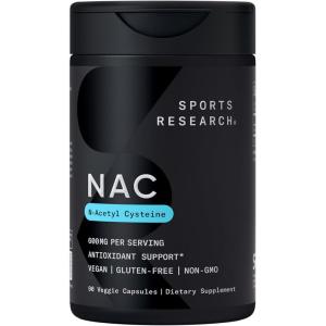 imageSports Research NAcetyl LCysteine NAC 600mg 90 Veggie Capsules  Vegan NonGMO Gluten Free Lemon Aroma