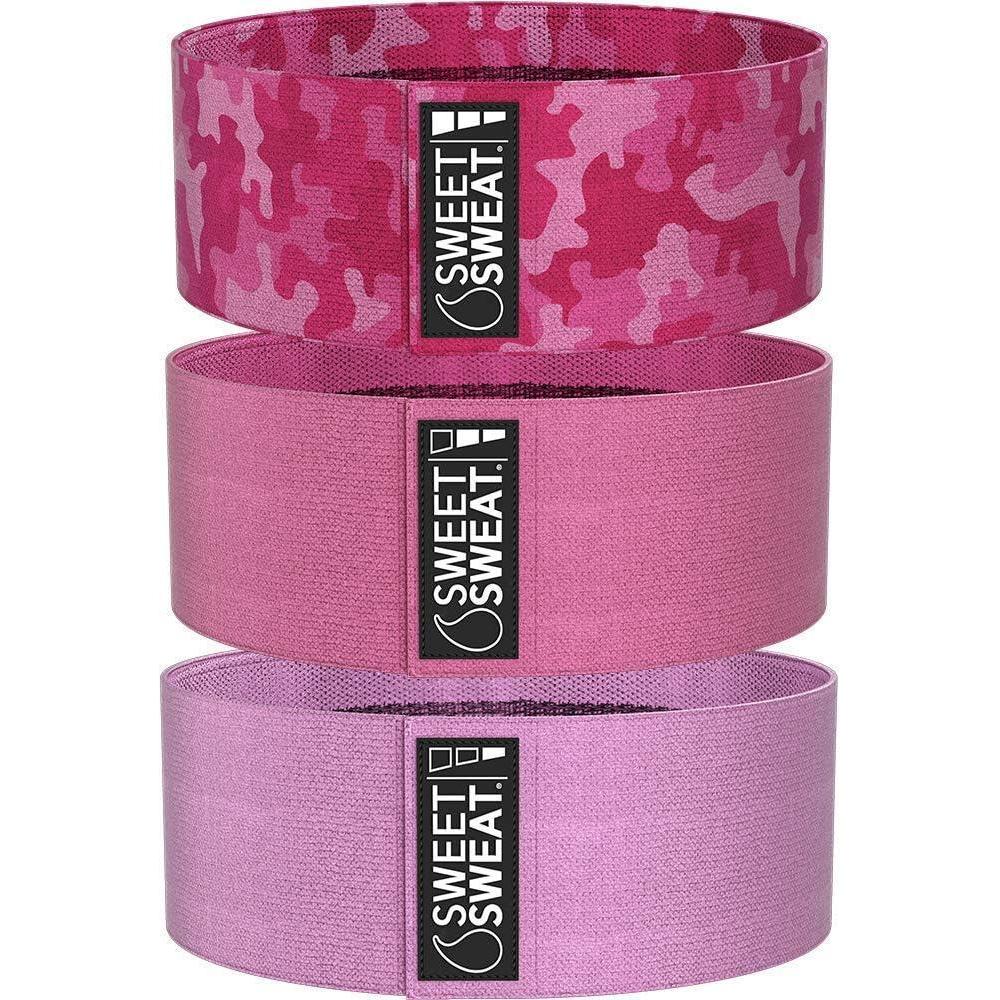 imageSweet Sweat Hip Bands with 3 Levels of Resistance  NonSlip Fabric Booty Bands for Squats ampamp Lunges  Includes Free Mesh Carrying BagPink Hip Bands