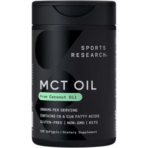 imageSports Research Keto MCT Oil Capsules derived from Coconut Oil  Keto Fuel for The Brain ampamp Body  Derived from NonGMO Coconuts 120 Soft gels120 Count Pack of 1