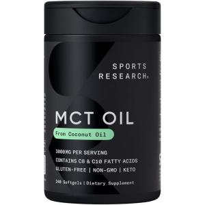 imageSports Research Keto MCT Oil Capsules derived from Coconut Oil  Keto Fuel for The Brain ampamp Body  Derived from NonGMO Coconuts 120 Soft gels240 Count Pack of 1