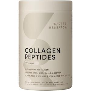 imageSports Research Organic Collagen Peptides  Hydrolyzed Type I ampamp III Collagen Protein Powder Made Sustainably from GrassFed Cows  Unflavored  30 ServingsUnflavored
