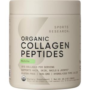 imageSports Research Organic Collagen Peptides  Hydrolyzed Type I ampamp III Collagen Protein Powder Made Sustainably from GrassFed Cows  Unflavored  30 ServingsMatcha Green Tea