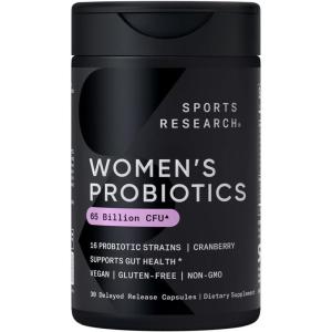 imageSports Research Probiotics with Prebiotics ampamp Cranberry  Womens Probiotic Blend with 65 Billion CFU at Expiration  Gluten Free NonGMO Verified ampamp Vegan Certified 30 Count