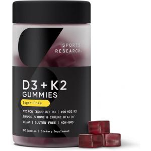 imageSports Research Vitamin D3  K2 with Coconut MCT Oil  Vegan D3 5000 IU with K2 100 mcg for Bone ampamp Immune Health  Vegan Certified Soy ampamp Gluten Free  120 Softgels60 Count Pack of 1