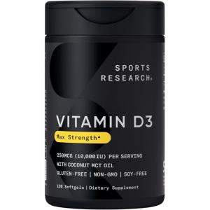 imageSports Research Vitamin D3 1000iu 25mcg Infused with Coconut Oil  Immune ampamp Bone Support  NonGMO Verified Soy ampamp Gluten Free 360 Mini Liquid Softgels120 Count Pack of 1