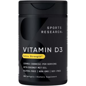 imageSports Research Vitamin D3 5000iu 125mcg with Coconut Oil  High Potency Vitamin D for Immune ampamp Bone Support  NonGMO Verified Gluten ampamp Soy Free 360 MiniLiquid Softgels