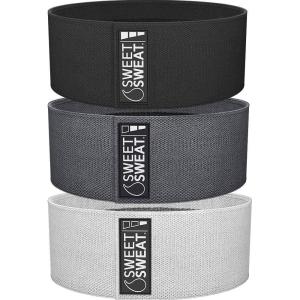 imageSweet Sweat Hip Bands with 3 Levels of Resistance  NonSlip Fabric Booty Bands for Squats ampamp Lunges  Includes Free Mesh Carrying BagGray Hip Bands