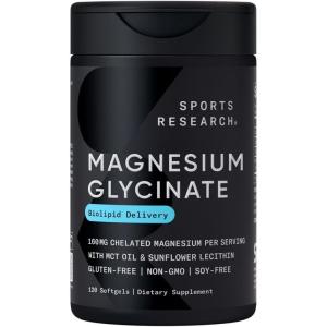 imageSports Research Magnesium Glycinate  Supports Restful Sleep ampamp Enzymatic Processes  160 mg Chelated Magnesium  Liquid Softgel  60 Count120 Count Pack of 1