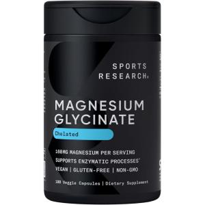 imageSports Research Magnesium Glycinate  Supports Restful Sleep ampamp Enzymatic Processes  160 mg Chelated Magnesium  Liquid Softgel  60 Count180 Count Pack of 1