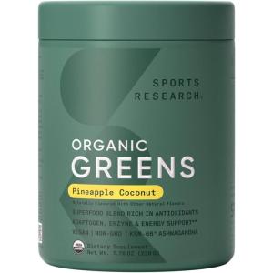 imageSports Research Organic Pineapple Coconut Greens  Digestive Health Natural Energy ampamp Mood Support  Certified Organic Powder  20 ServingsPineapple Coconut