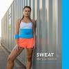 imageSweet Sweat Waist Trimmer for Women and Men  Sweat Band Waist Trainer Belt for High Intensity Training and Gym Workouts 5 Adjustable Sizes Neon Blue