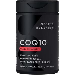 imageSports Research CoQ10 200mg Capsules  Premium Coenzyme 10 Supplement with Coconut MCT Oil  Vegan Certified NonGMO Verified amp Gluten Free  90 Veggie Softgels90 Count Pack of 1
