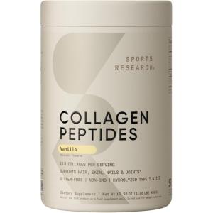 imageSports Research Organic Collagen Powder  Hydrolyzed Type I amp III Collagen Protein  USDA Organic Gluten Free Sustainably Sourced  Dark Chocolate  30 ServingsVanilla